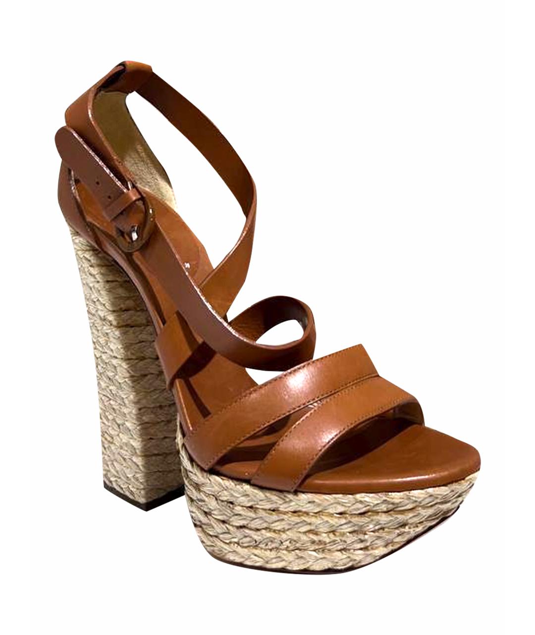 CASADEI Коричневые кожаные босоножки, фото 1