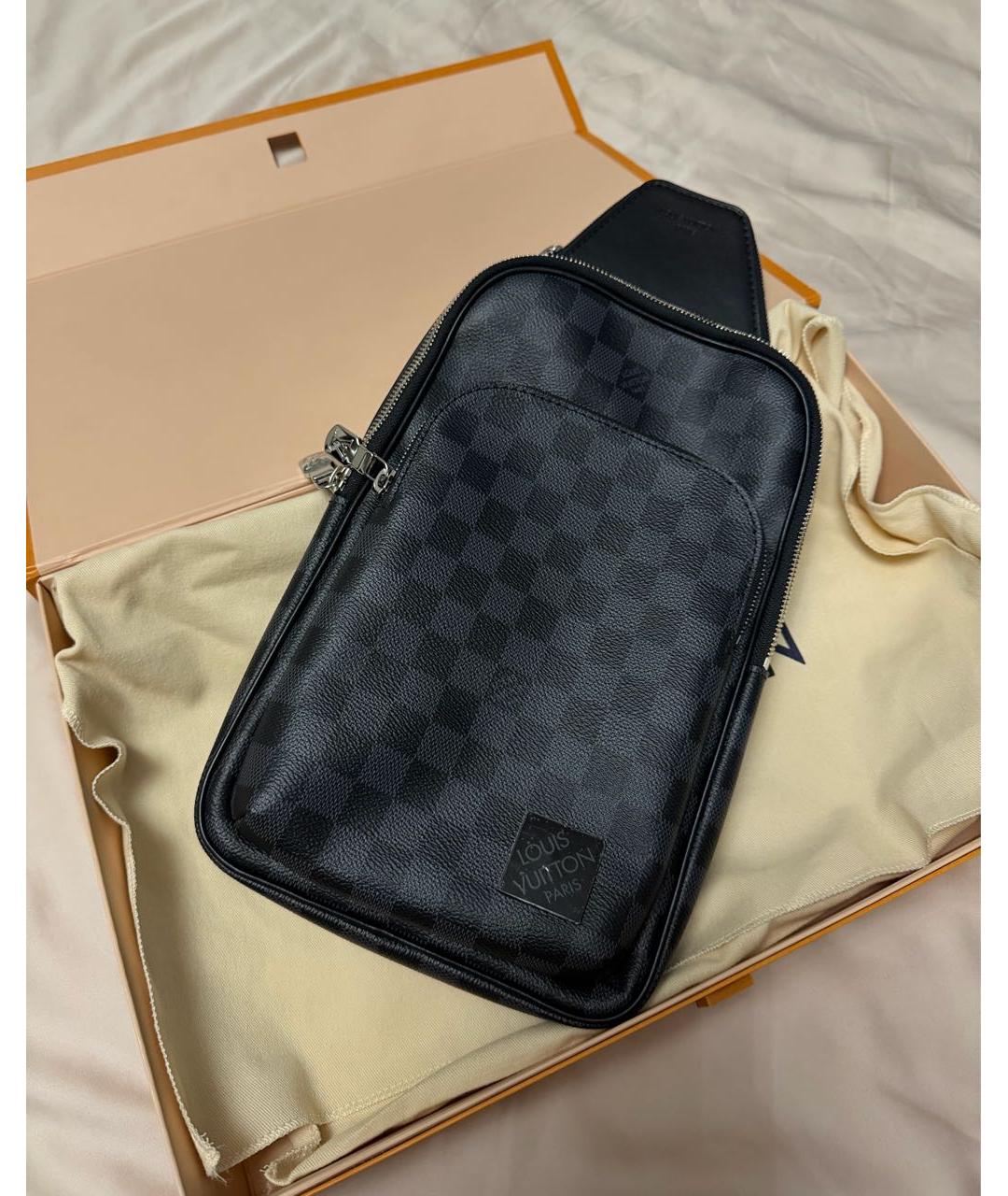 LOUIS VUITTON Черная кожаная сумка на плечо, фото 3