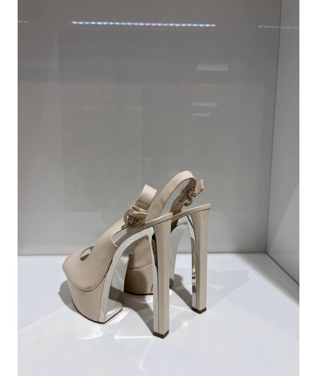 CASADEI Бежевые кожаные босоножки, фото 3