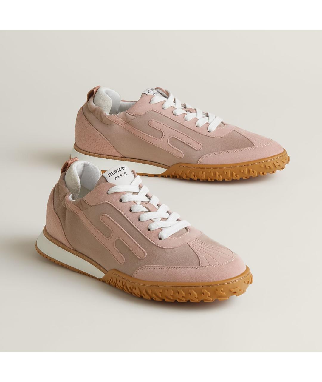 HERMES Розовые замшевые кроссовки, фото 3