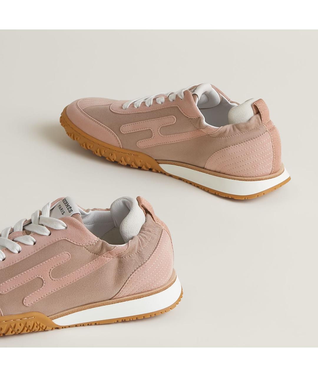 HERMES Розовые замшевые кроссовки, фото 4