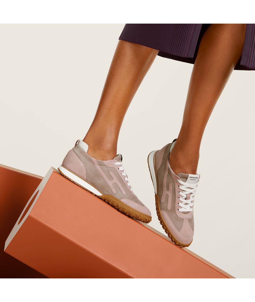 HERMES Розовые замшевые кроссовки, фото 2