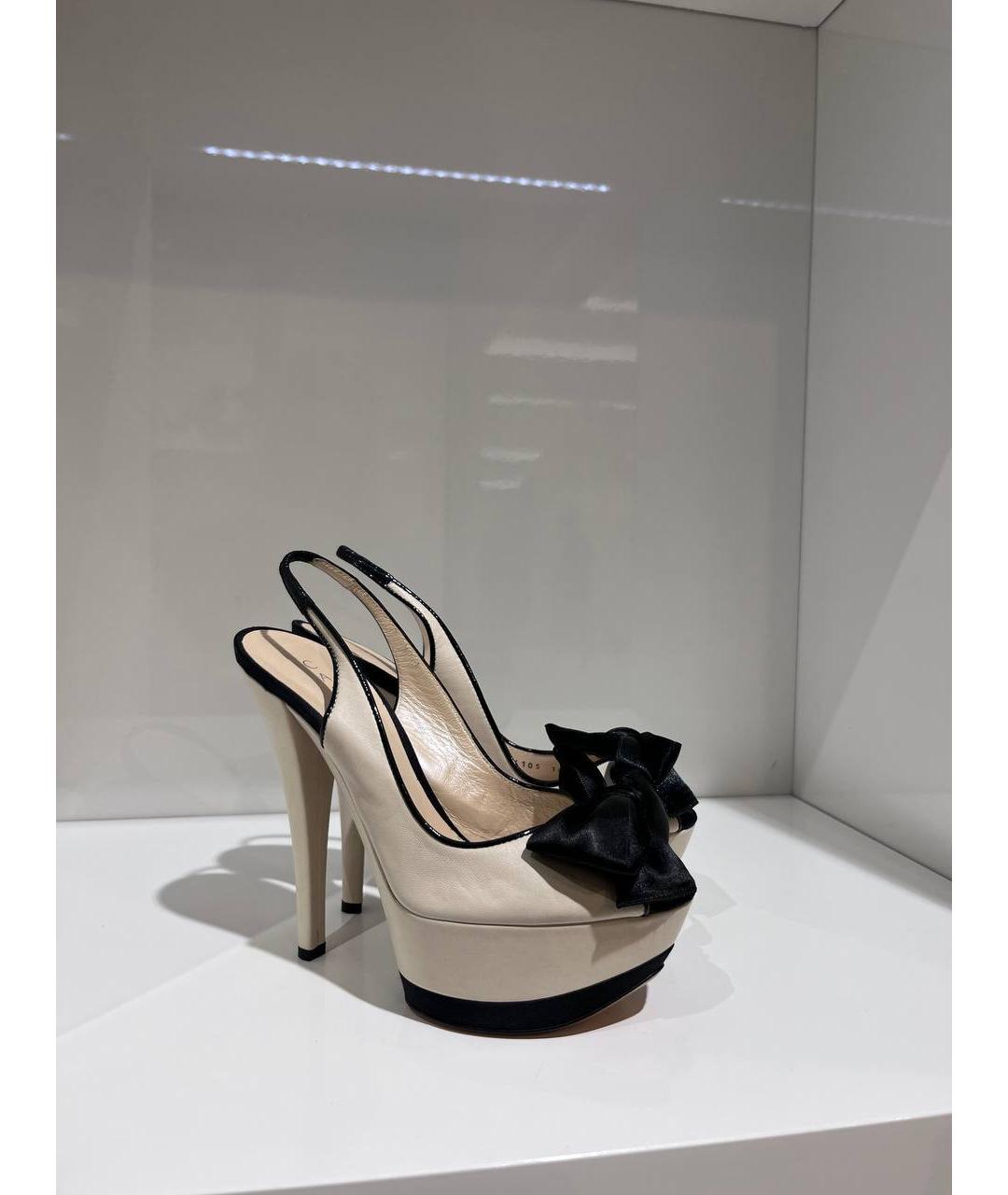 CASADEI Бежевые кожаные босоножки, фото 4