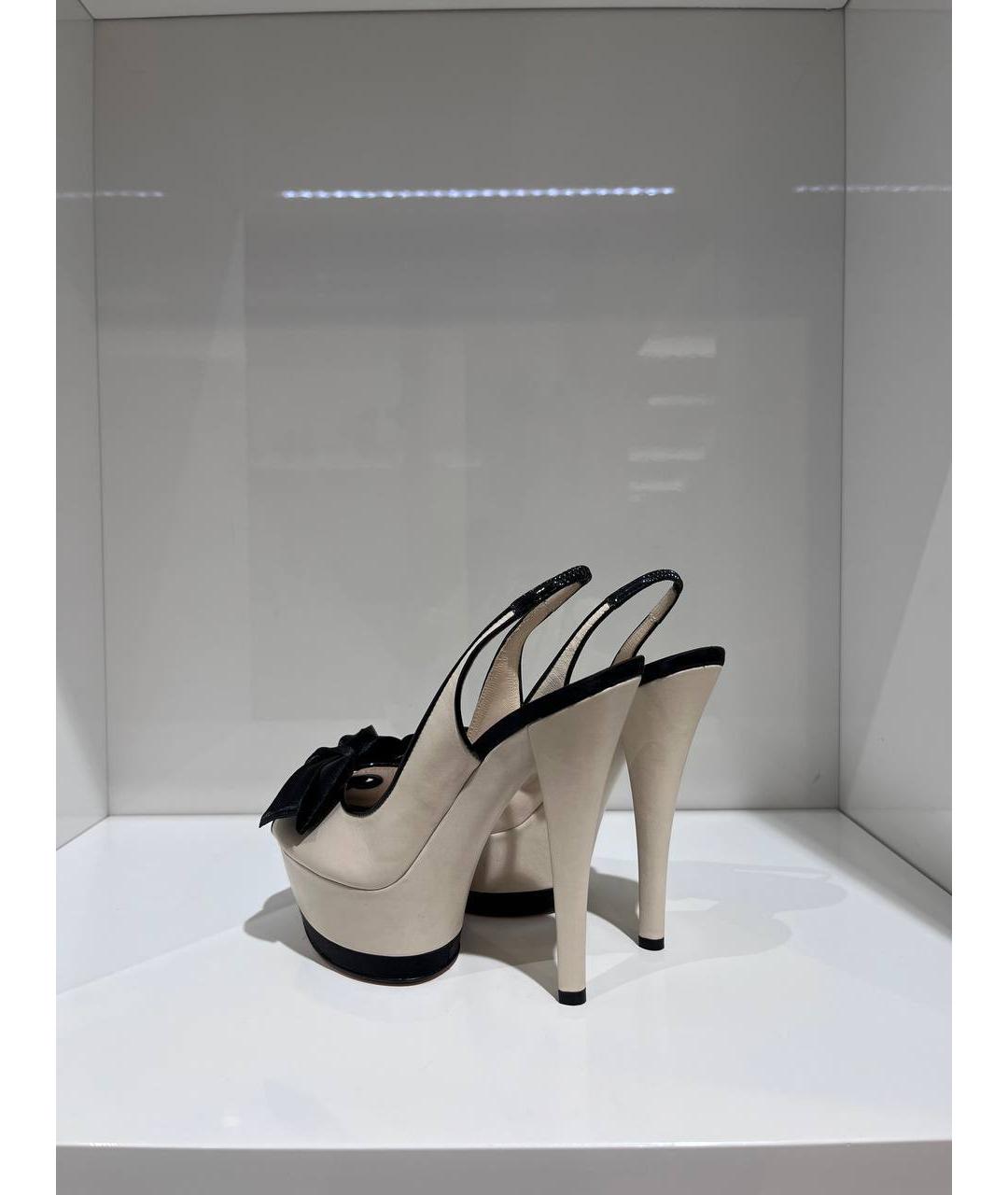 CASADEI Бежевые кожаные босоножки, фото 3