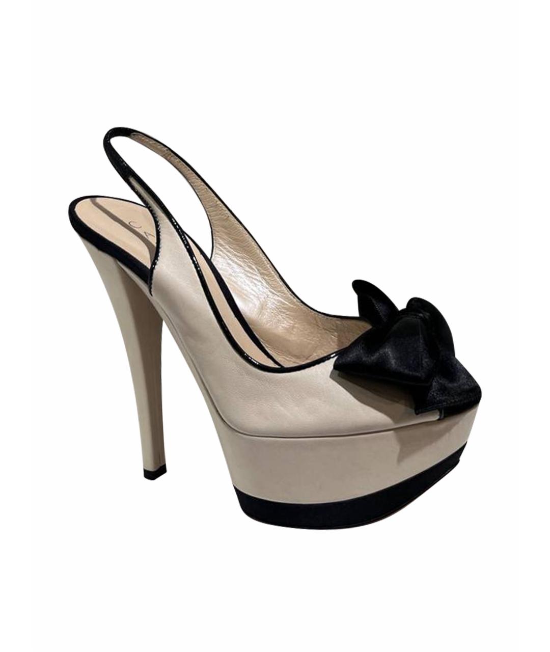 CASADEI Бежевые кожаные босоножки, фото 1