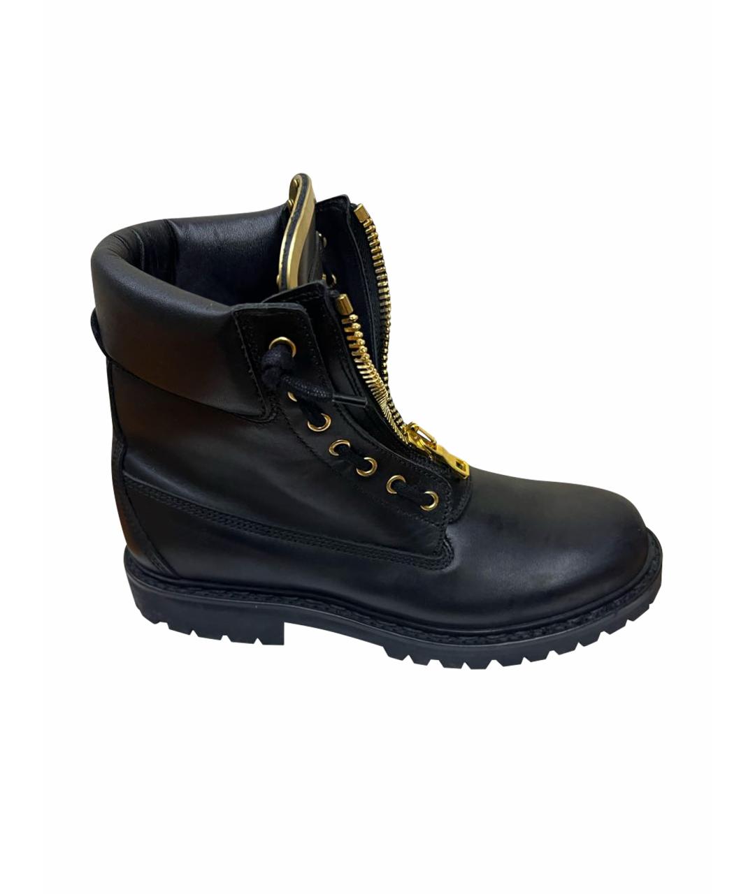 BALMAIN Черные кожаные ботинки, фото 1