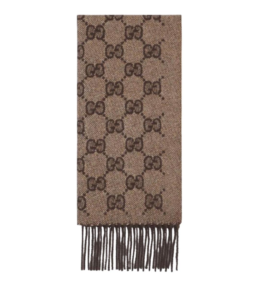 GUCCI Коричневый кашемировый шарф, фото 1