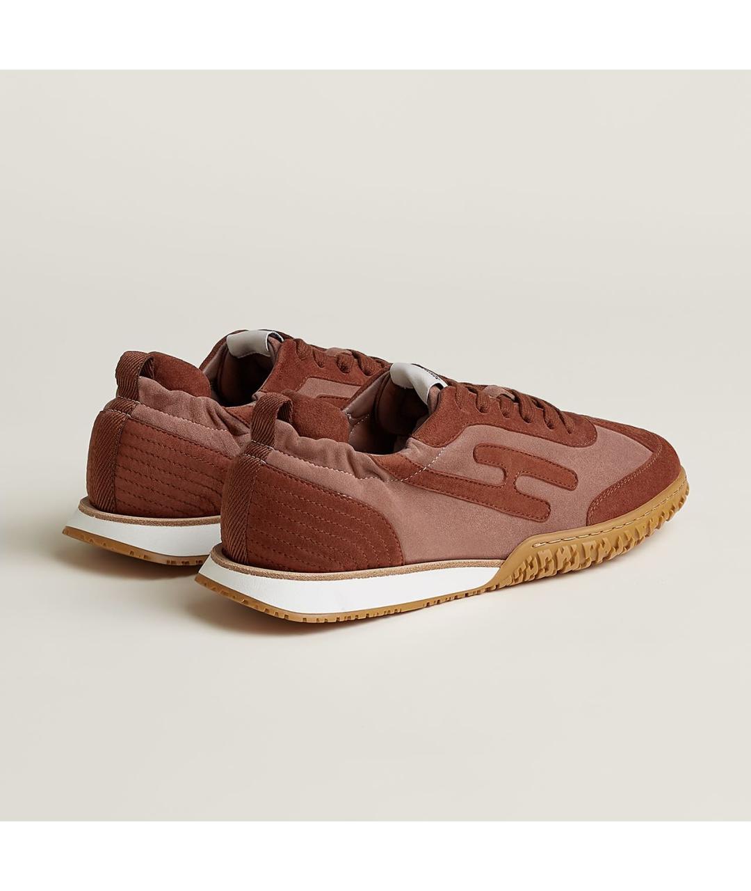 HERMES Бордовые замшевые кроссовки, фото 3