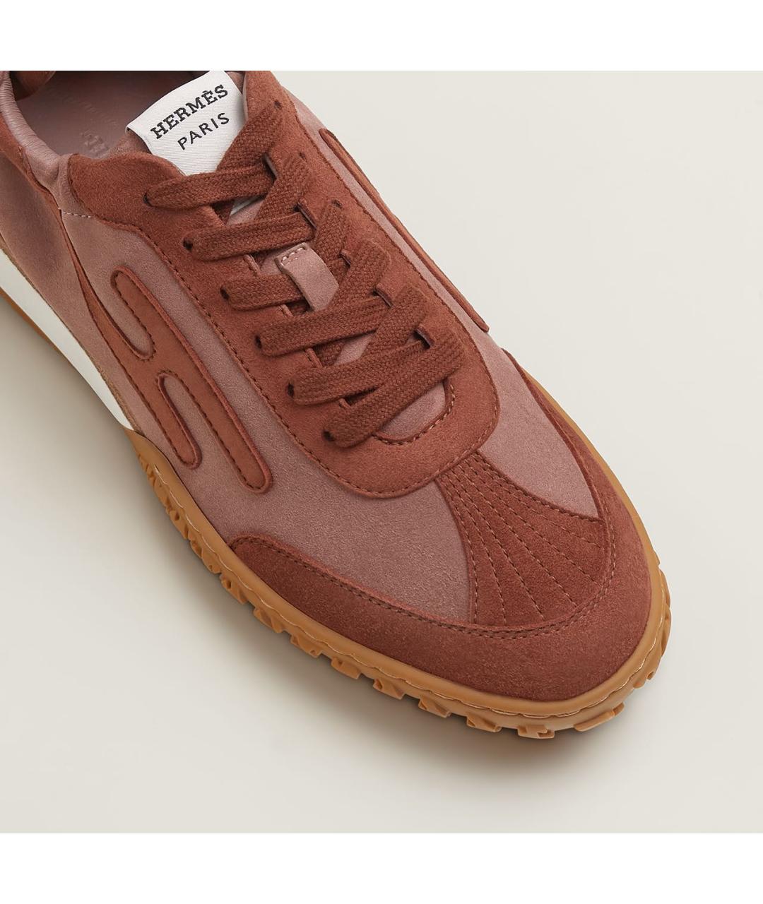 HERMES Бордовые замшевые кроссовки, фото 5