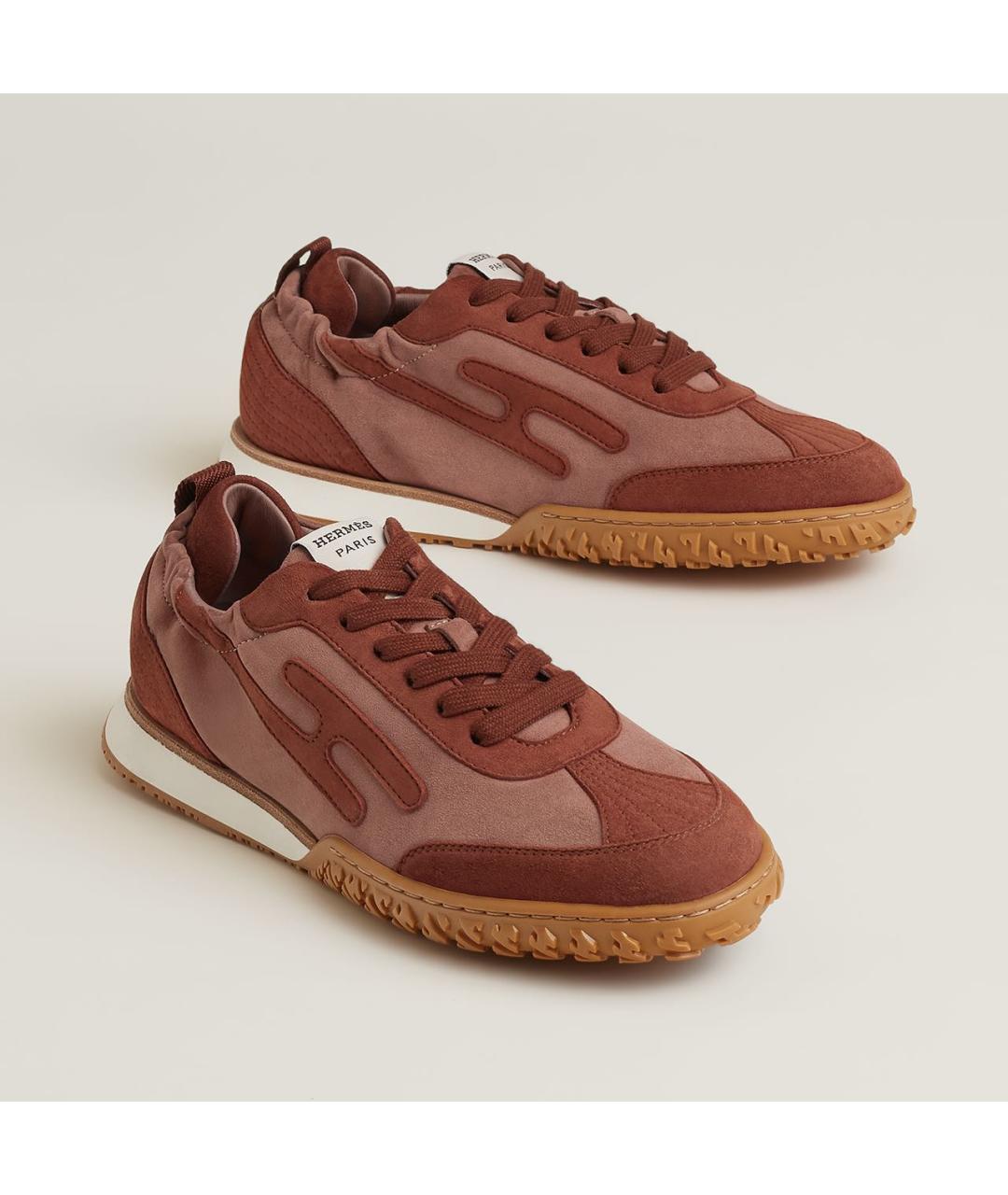 HERMES Бордовые замшевые кроссовки, фото 2