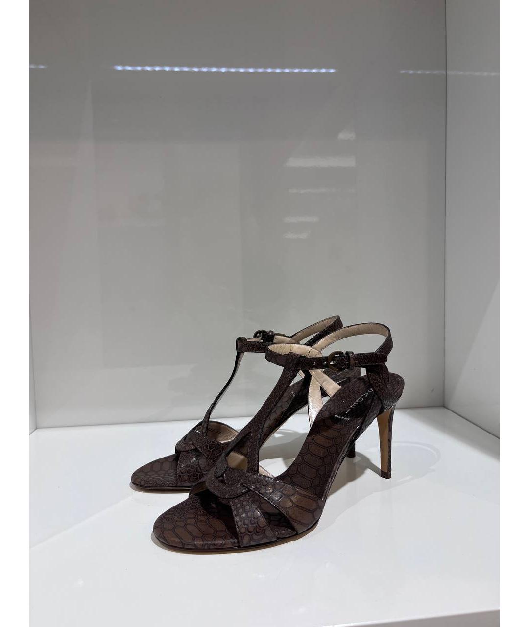 CASADEI Коричневые кожаные босоножки, фото 2