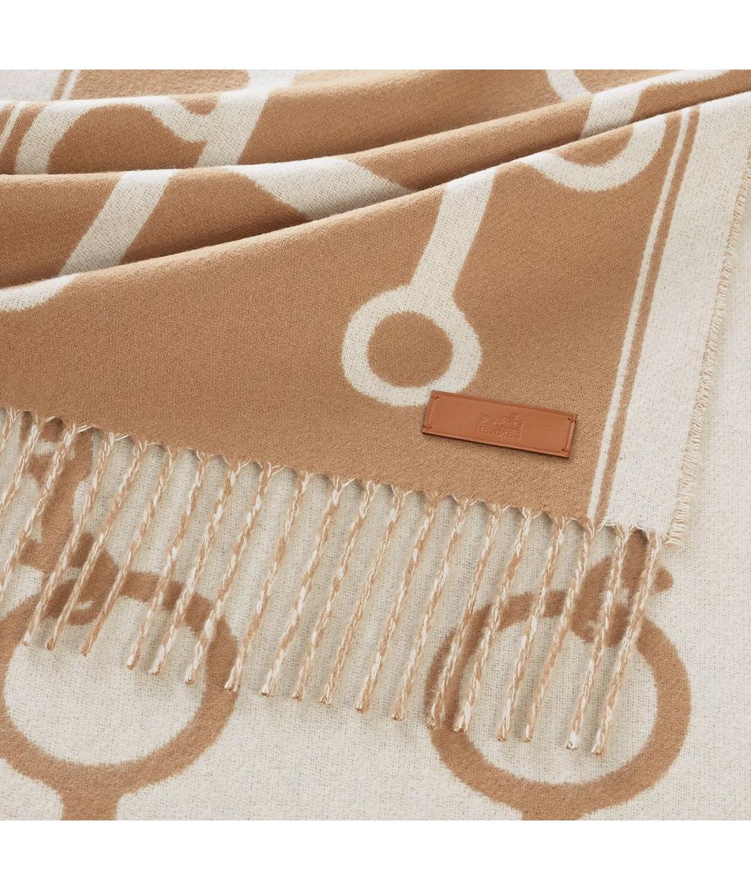 HERMES Бежевый кашемировый шарф, фото 3