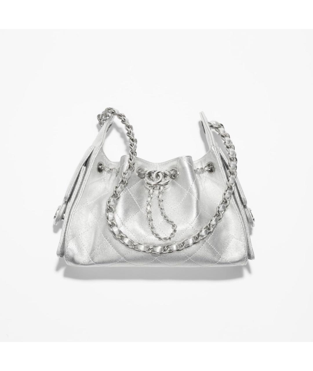 CHANEL Серебряная кожаная сумка через плечо, фото 7