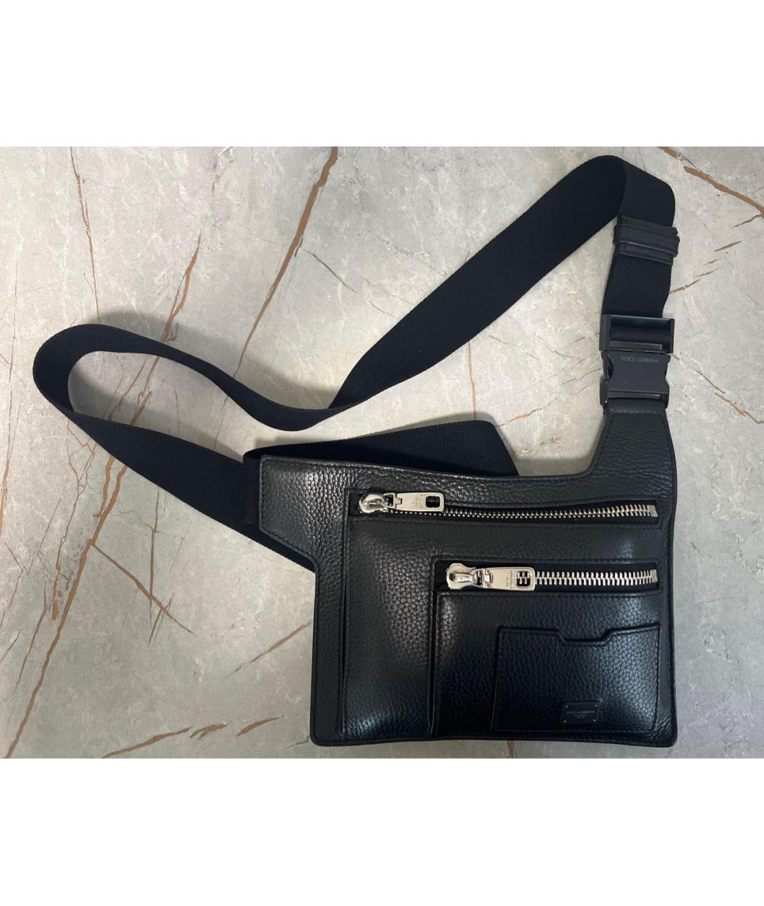 DOLCE&GABBANA Черная кожаная сумка на плечо, фото 5