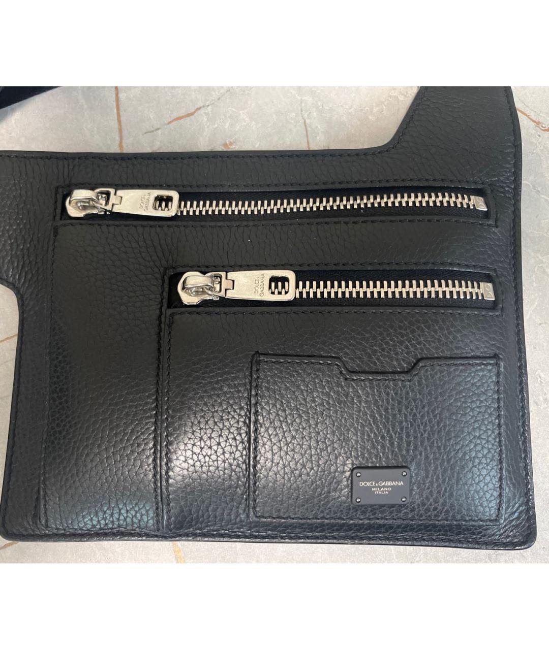 DOLCE&GABBANA Черная кожаная сумка на плечо, фото 3