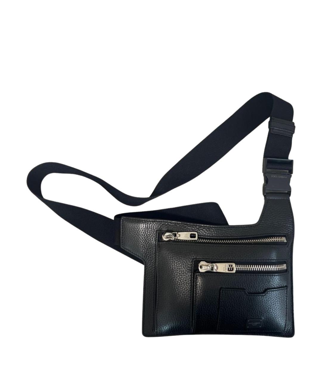 DOLCE&GABBANA Черная кожаная сумка на плечо, фото 1