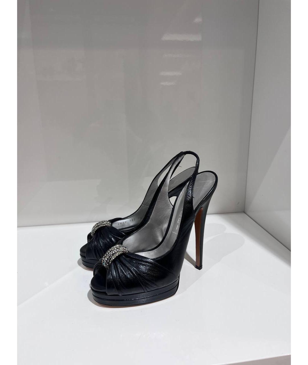 CASADEI Черные кожаные босоножки, фото 4