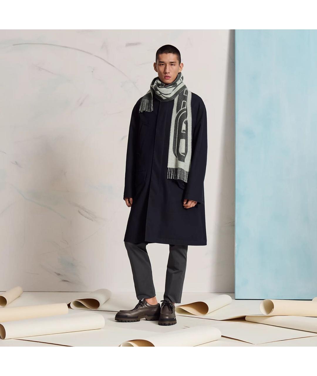 HERMES Серый кашемировый шарф, фото 6