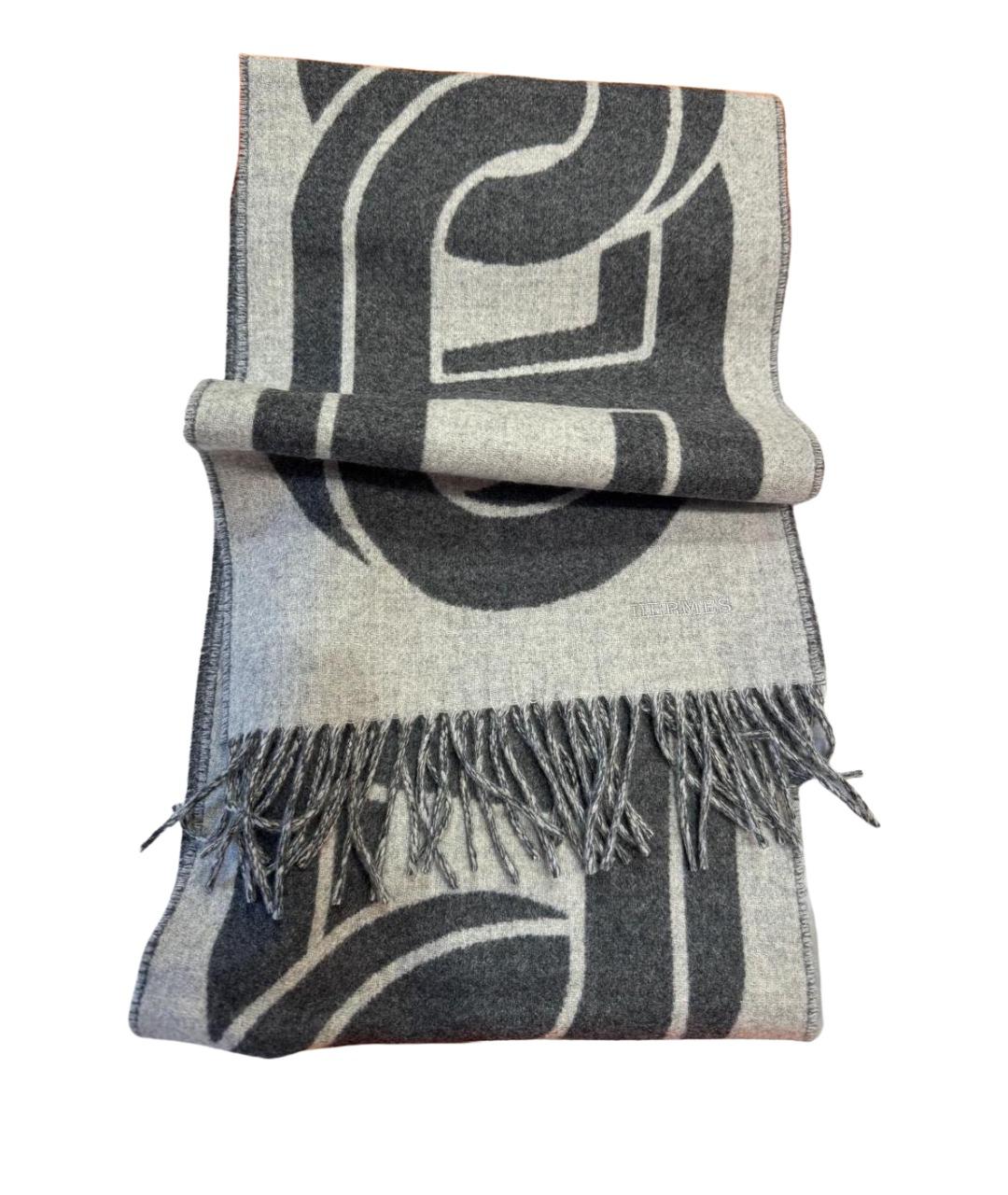 HERMES Серый кашемировый шарф, фото 1