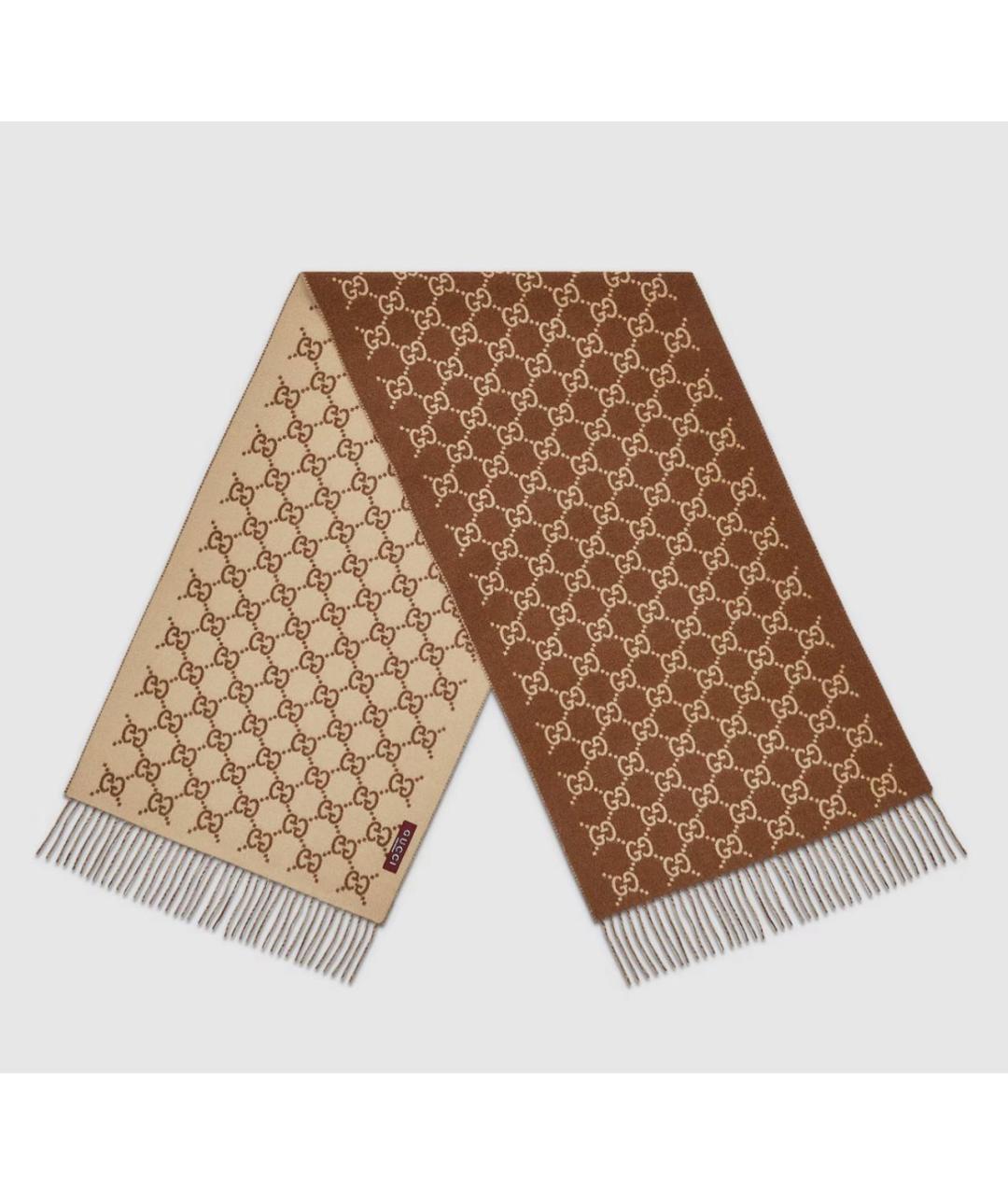 GUCCI Коричневый кашемировый шарф, фото 2