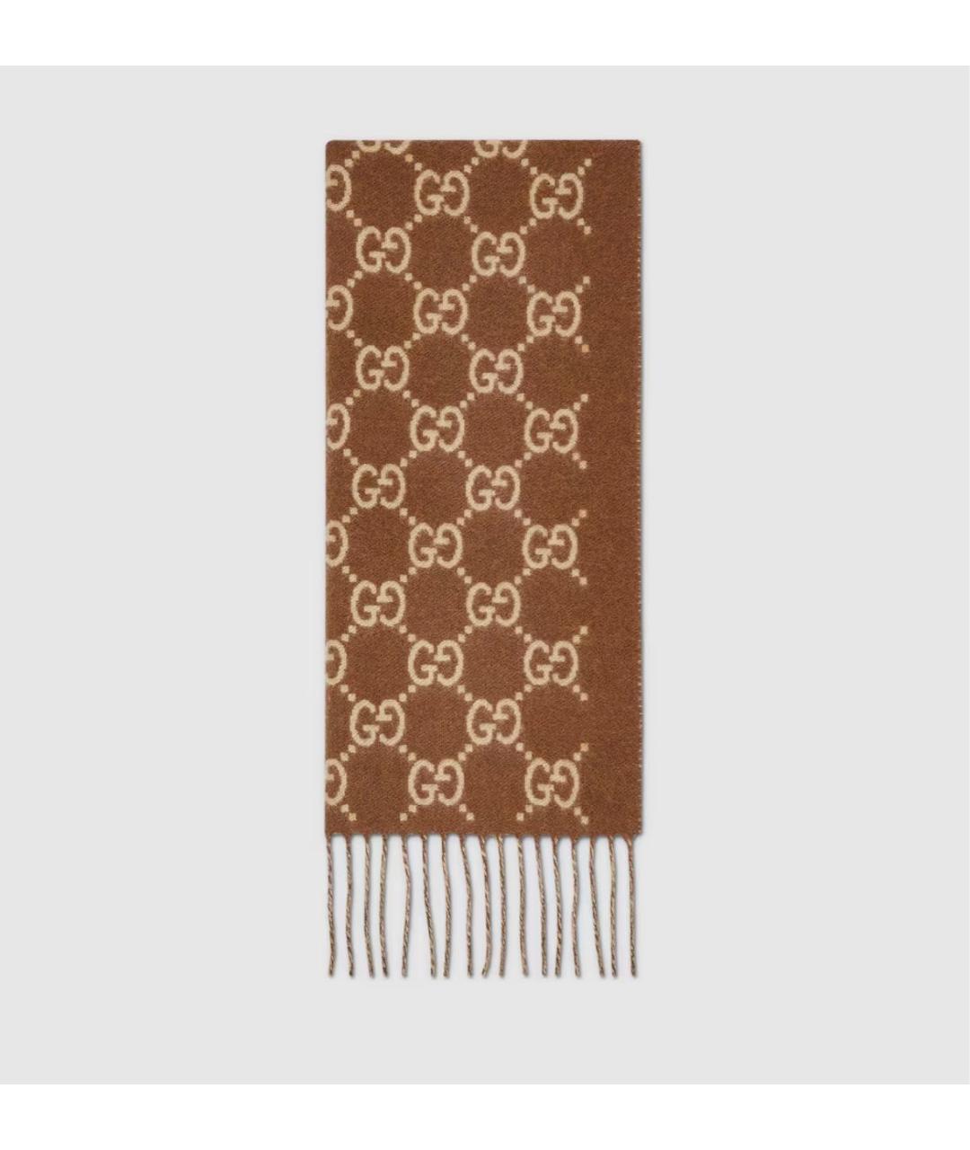GUCCI Коричневый кашемировый шарф, фото 4