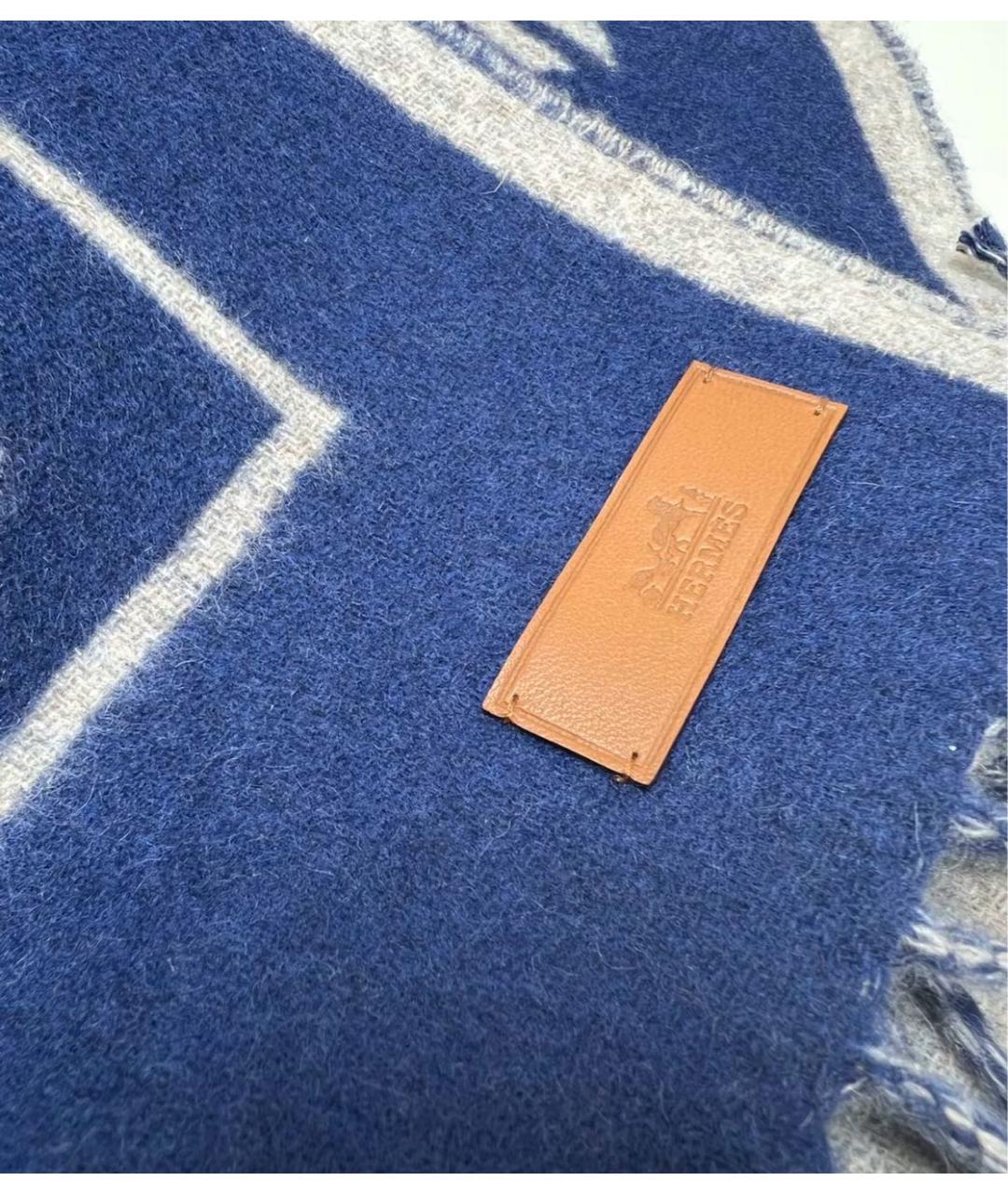 HERMES Темно-синий кашемировый шарф, фото 5