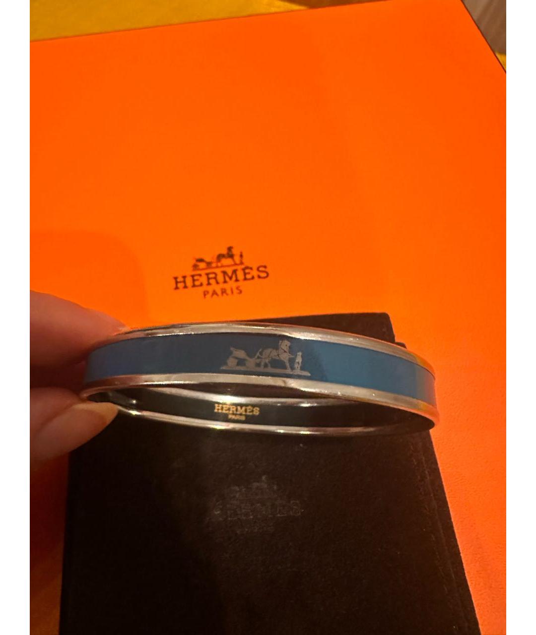 HERMES Бирюзовый с серебряным покрытием браслет, фото 3