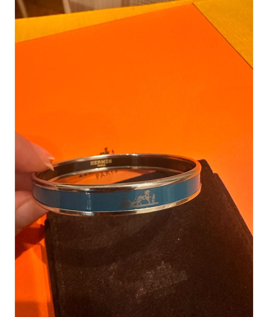 HERMES Бирюзовый с серебряным покрытием браслет, фото 2