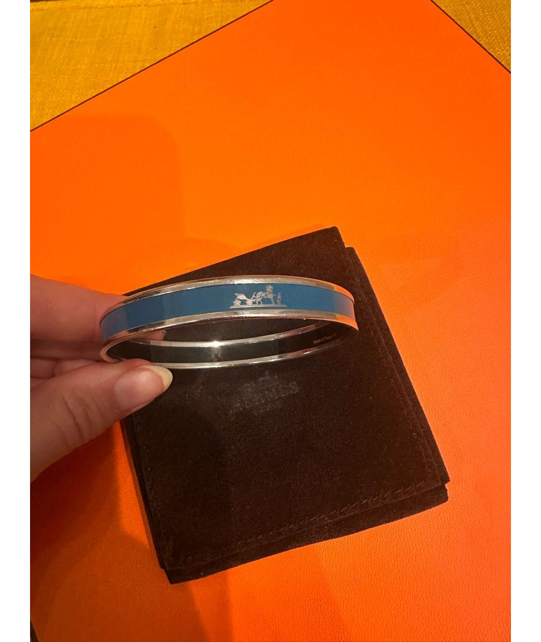 HERMES Бирюзовый с серебряным покрытием браслет, фото 6