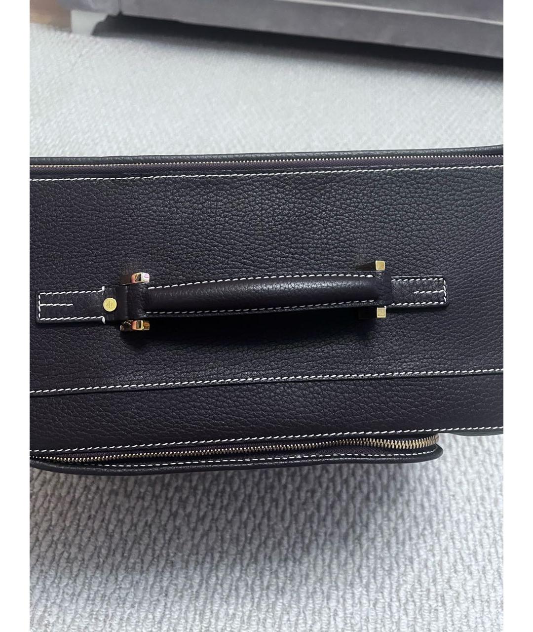 LORO PIANA Коричневый кожаный чемодан, фото 3