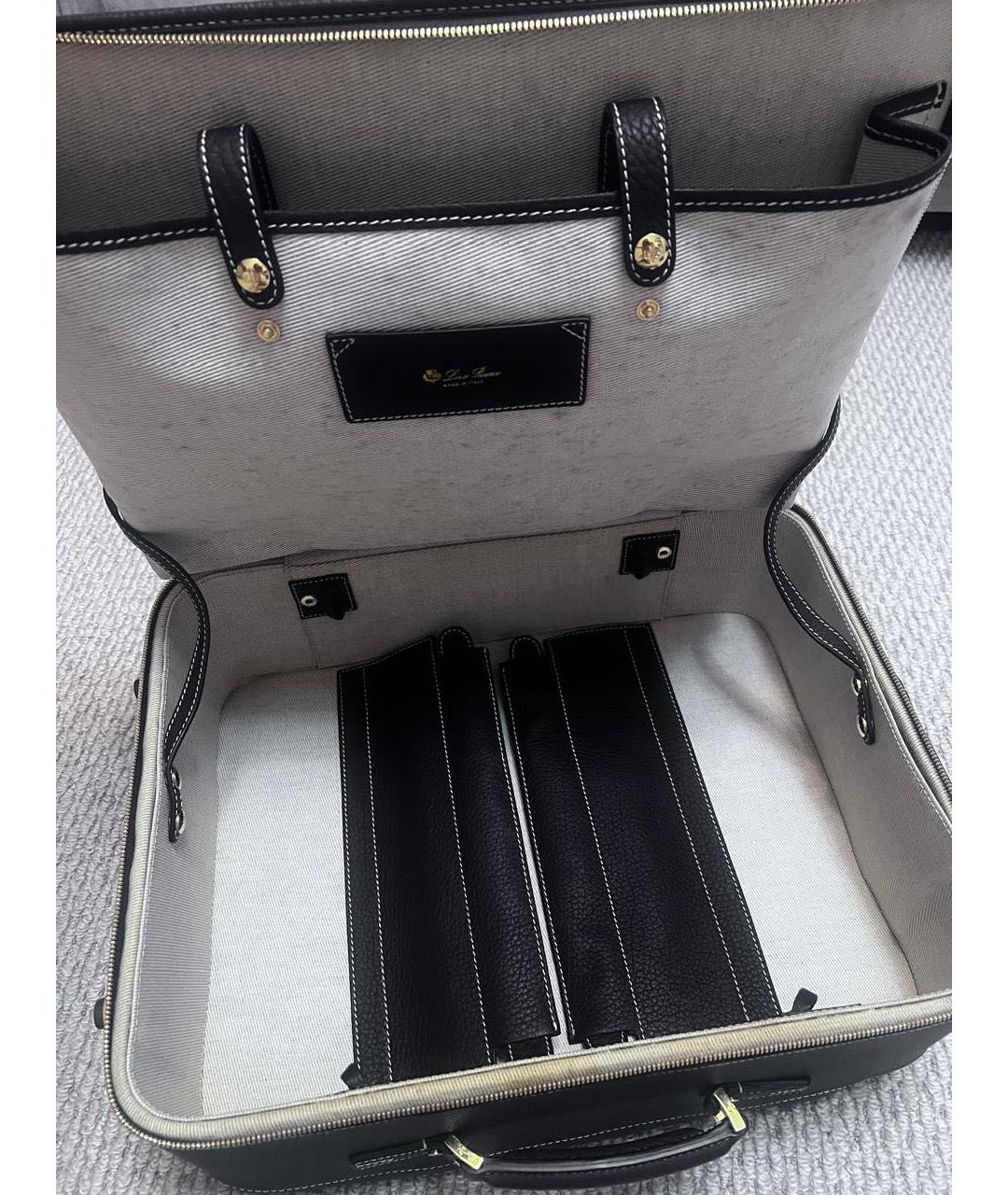 LORO PIANA Коричневый кожаный чемодан, фото 4