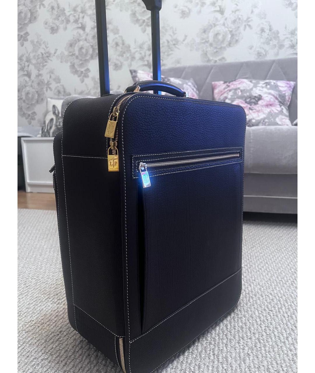 LORO PIANA Коричневый кожаный чемодан, фото 5