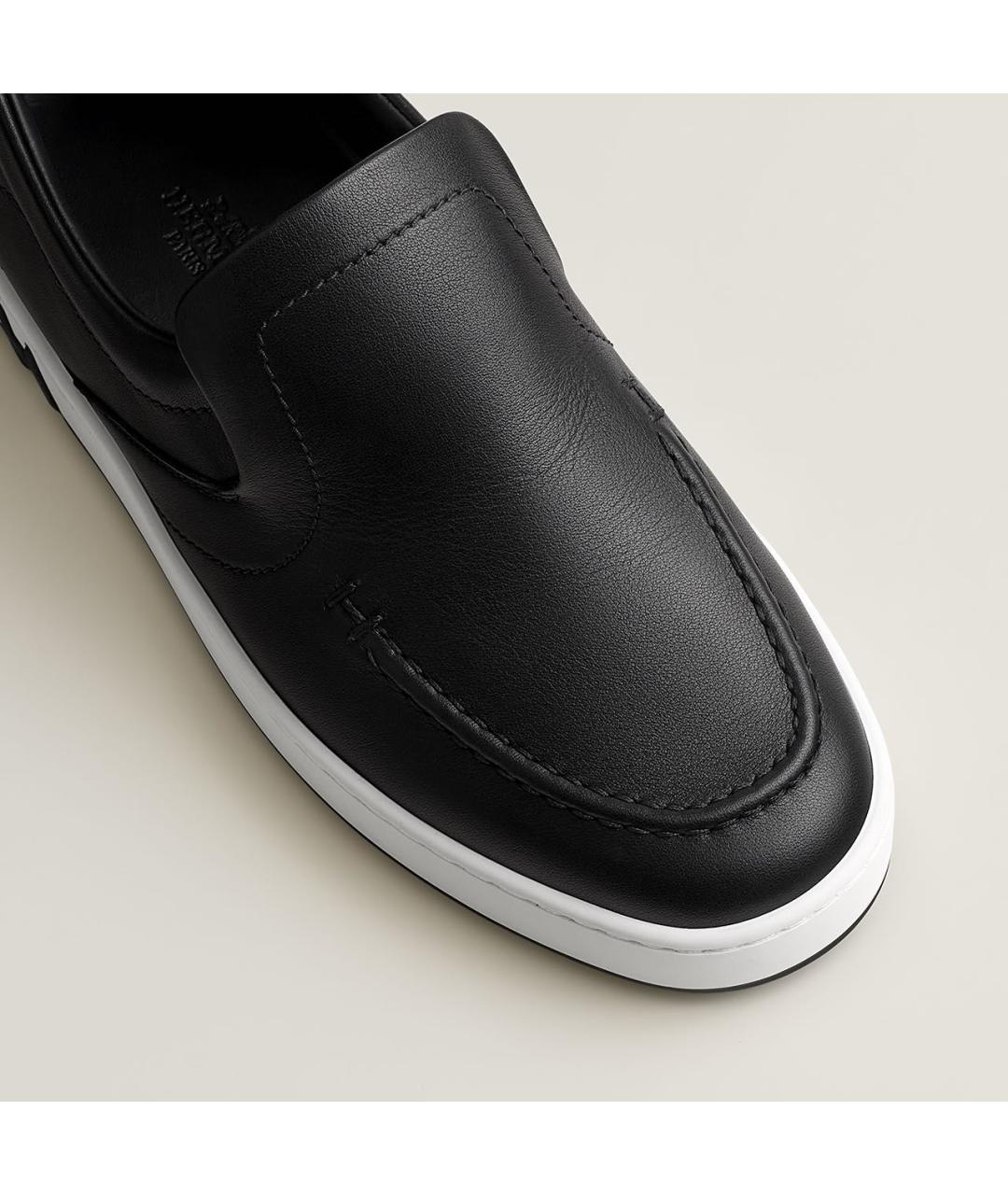 HERMES Черные кожаные слипоны, фото 5