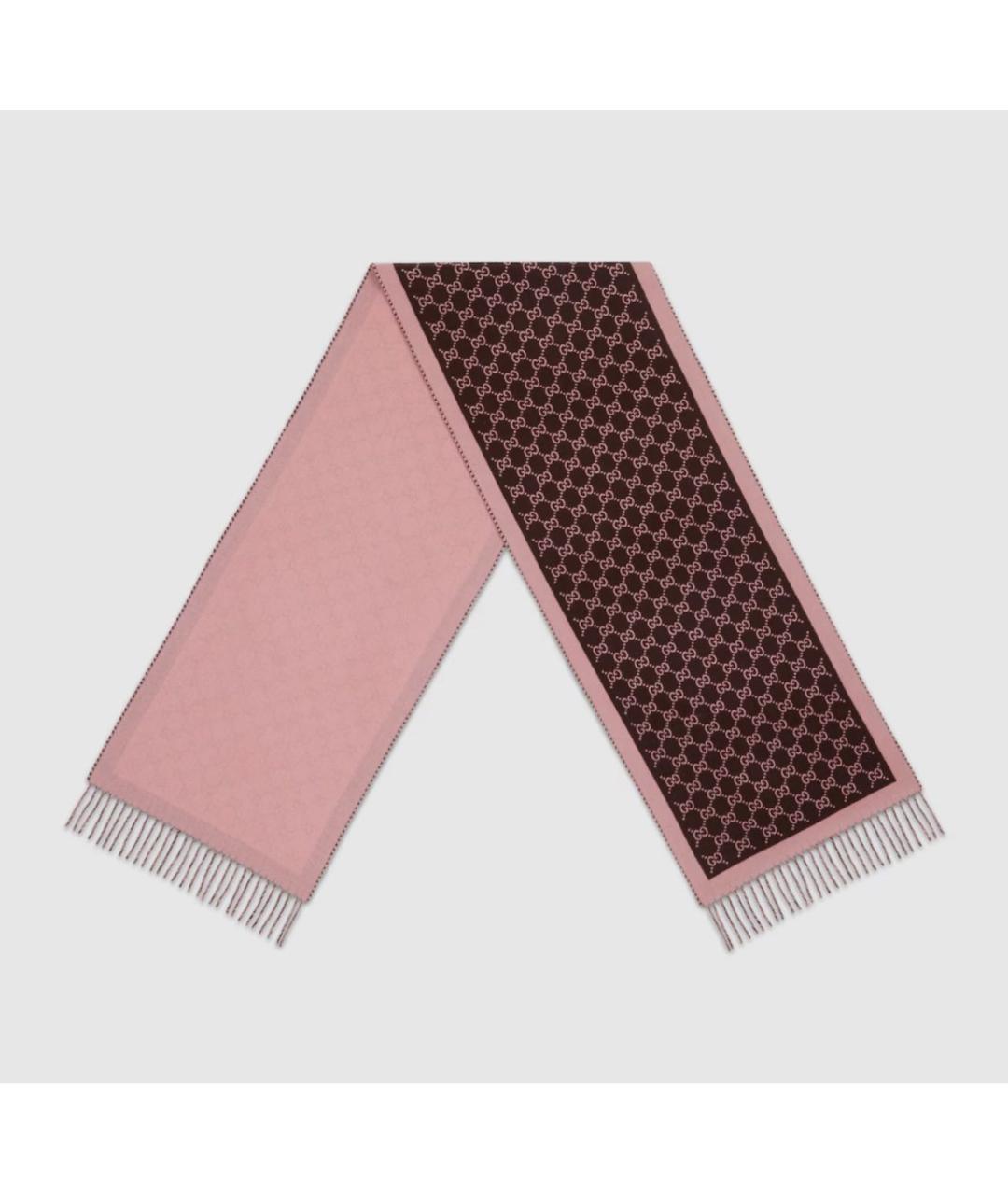 GUCCI Коричневый шерстяной шарф, фото 2