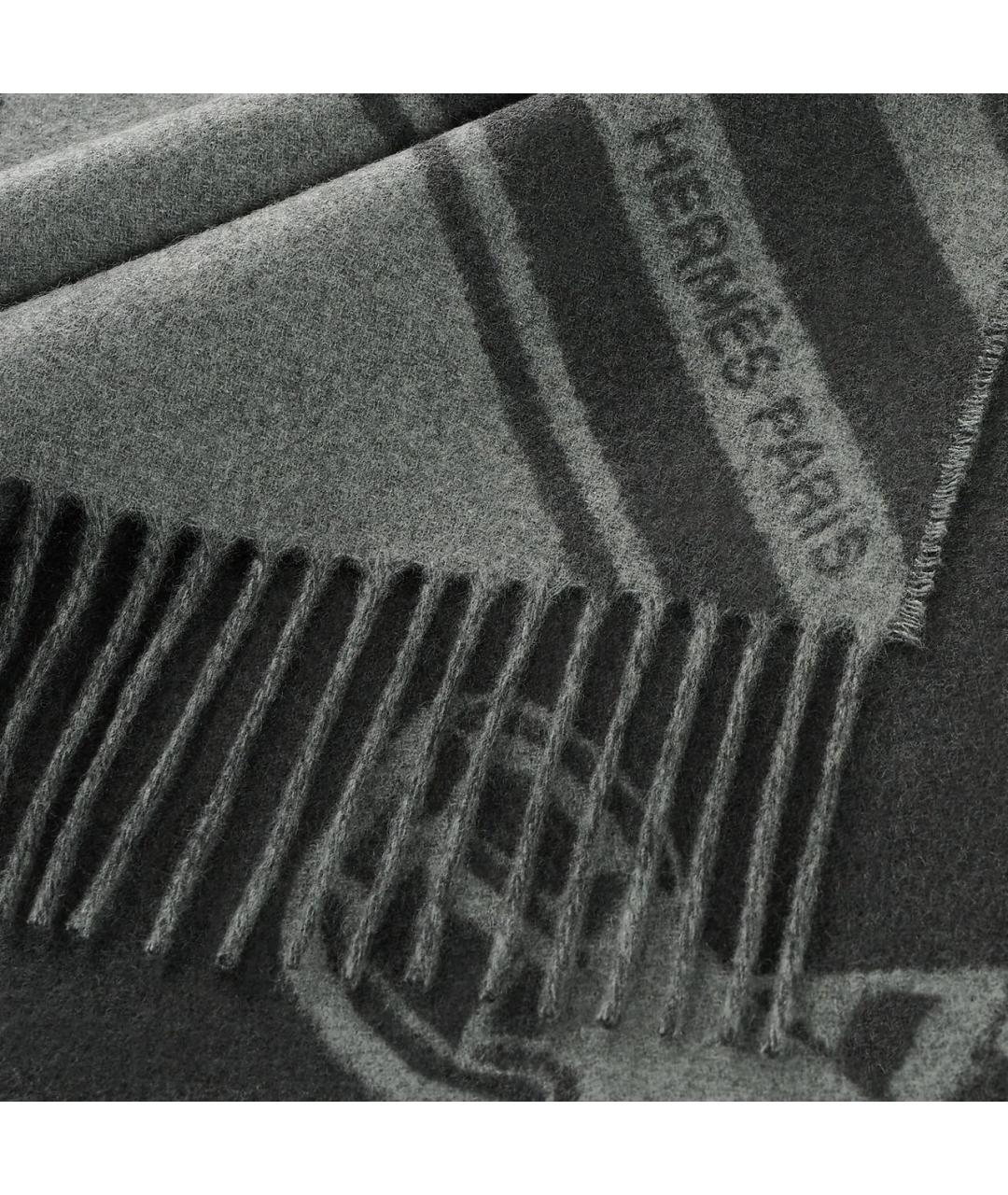 HERMES Антрацитовый кашемировый шарф, фото 3