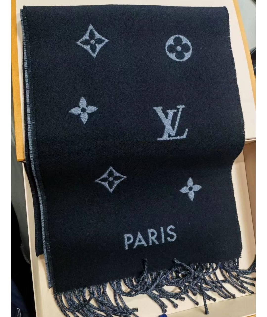 LOUIS VUITTON Черный шерстяной шарф, фото 6