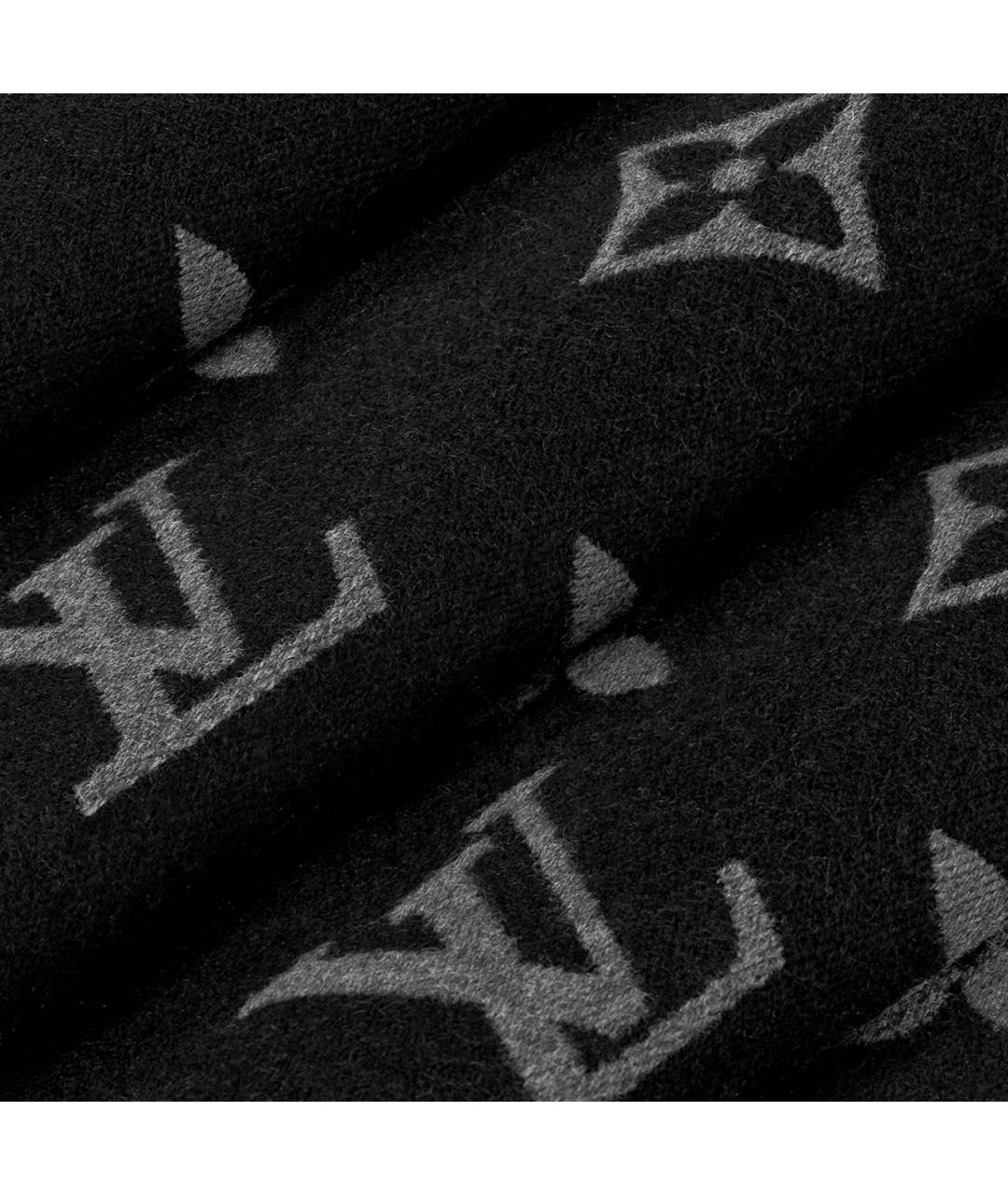LOUIS VUITTON Черный шерстяной шарф, фото 4