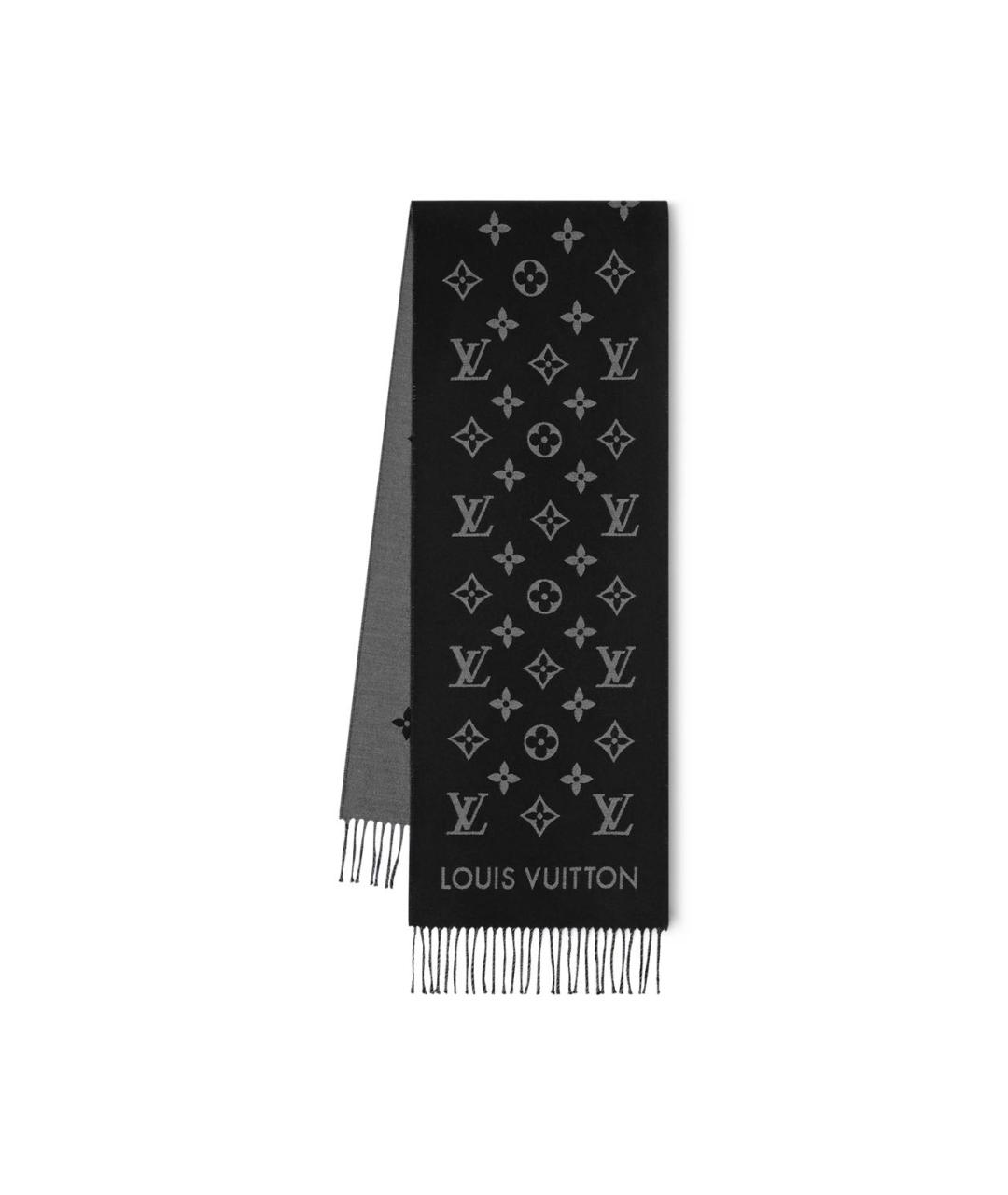 LOUIS VUITTON Черный шерстяной шарф, фото 1