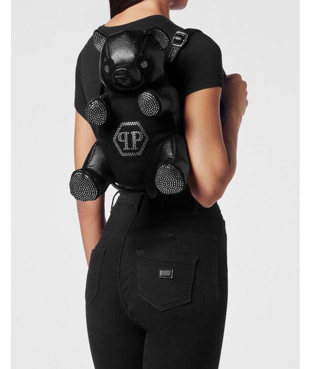 PHILIPP PLEIN Черный рюкзак из искусственной кожи, фото 2