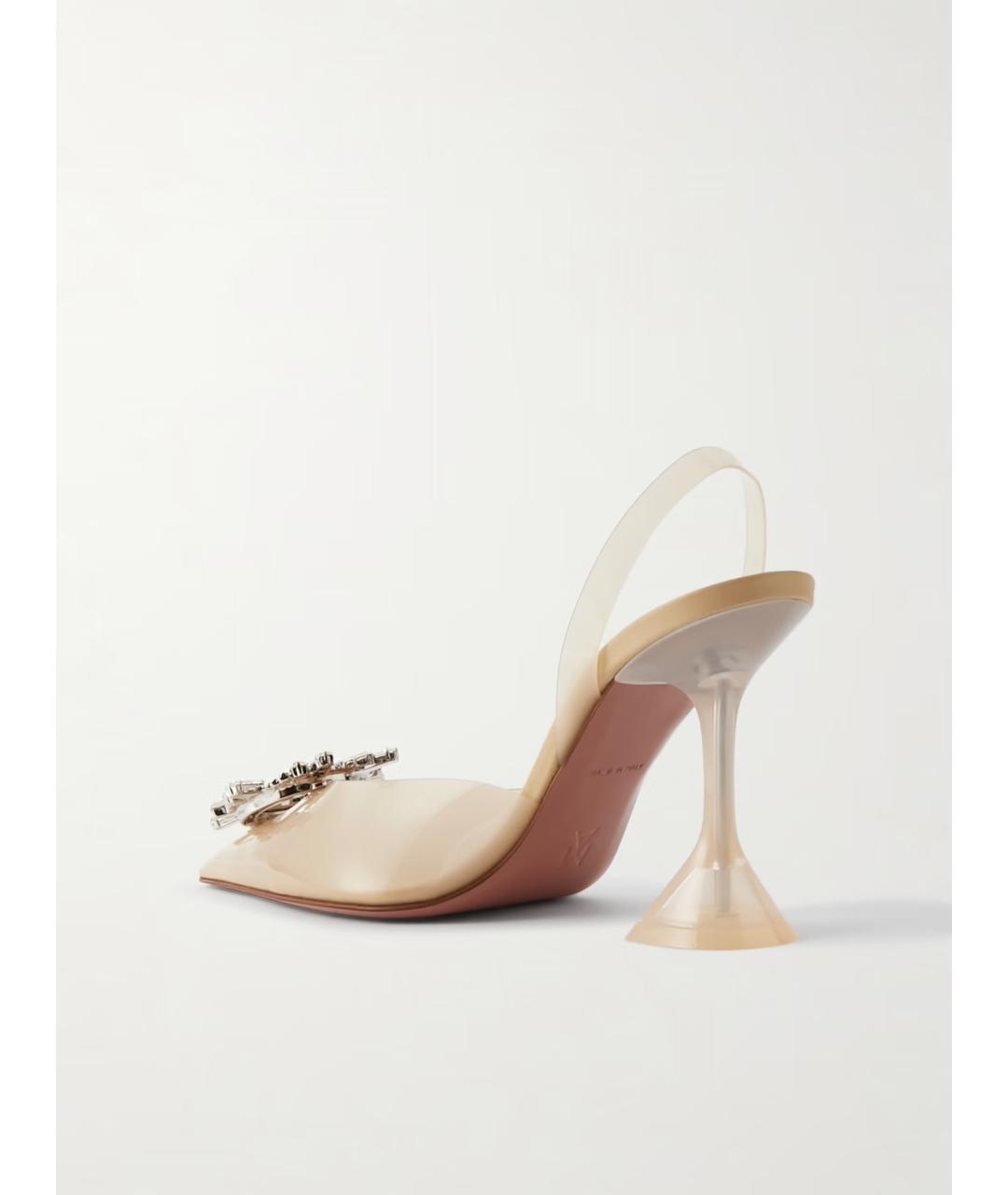 Amina Muaddi Бежевые туфли из лакированной кожи, фото 4