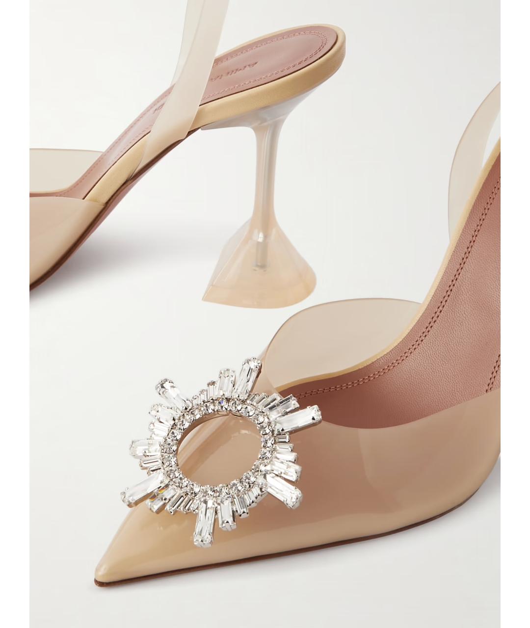 Amina Muaddi Бежевые туфли из лакированной кожи, фото 3