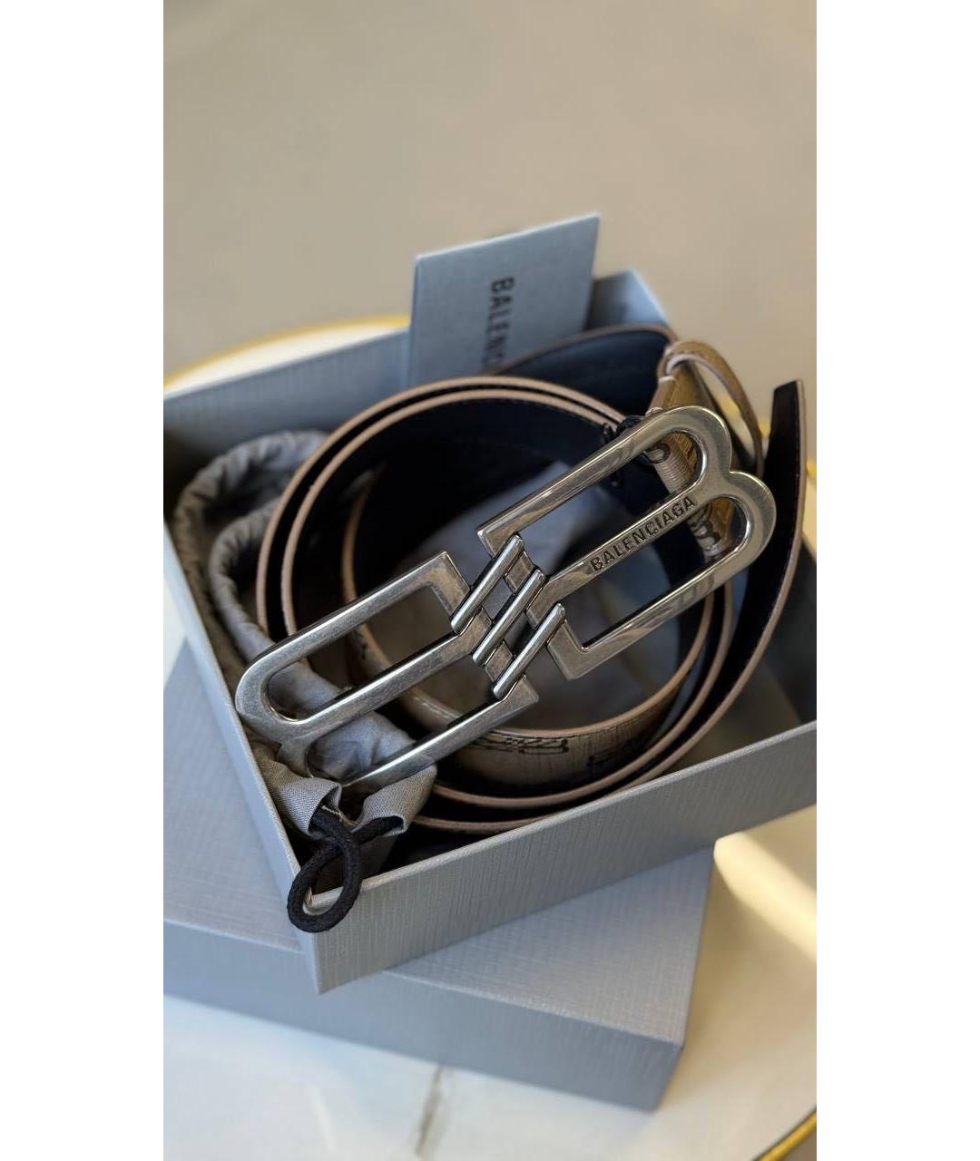 BALENCIAGA Бежевый кожаный ремень, фото 2