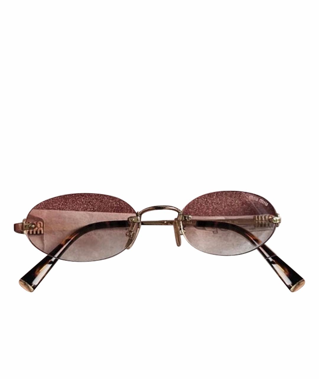 MIU MIU Золотые металлические солнцезащитные очки, фото 1