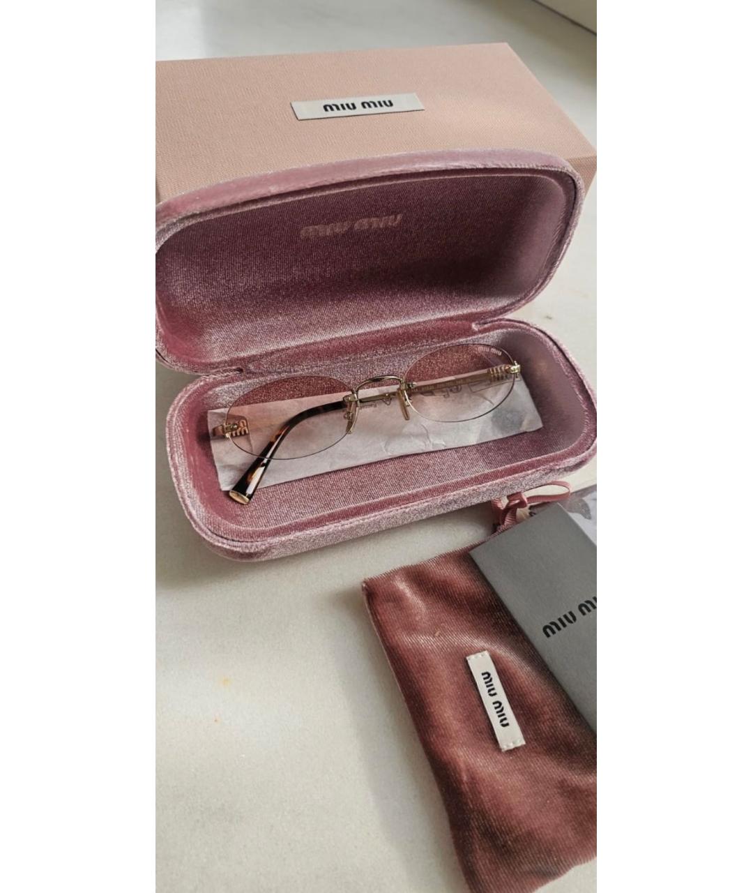 MIU MIU Золотые металлические солнцезащитные очки, фото 3