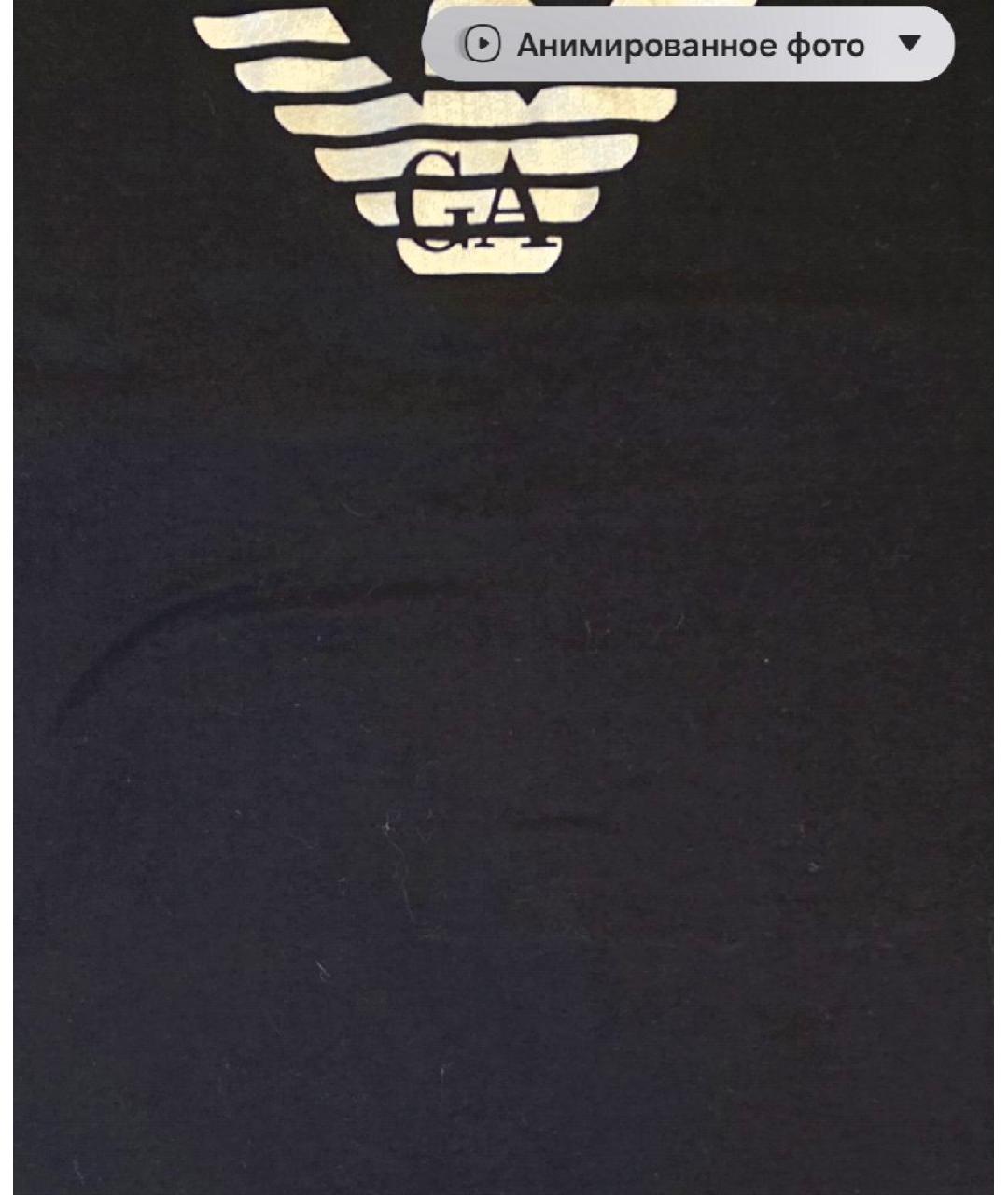 EMPORIO ARMANI Черная хлопко-эластановая футболка, фото 4