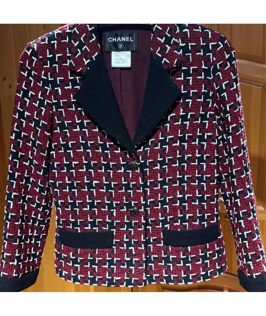 CHANEL Бордовый шерстяной костюм с юбками, фото 9