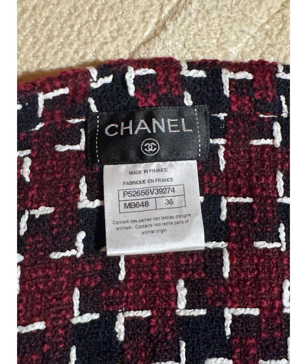 CHANEL Бордовый шерстяной костюм с юбками, фото 6