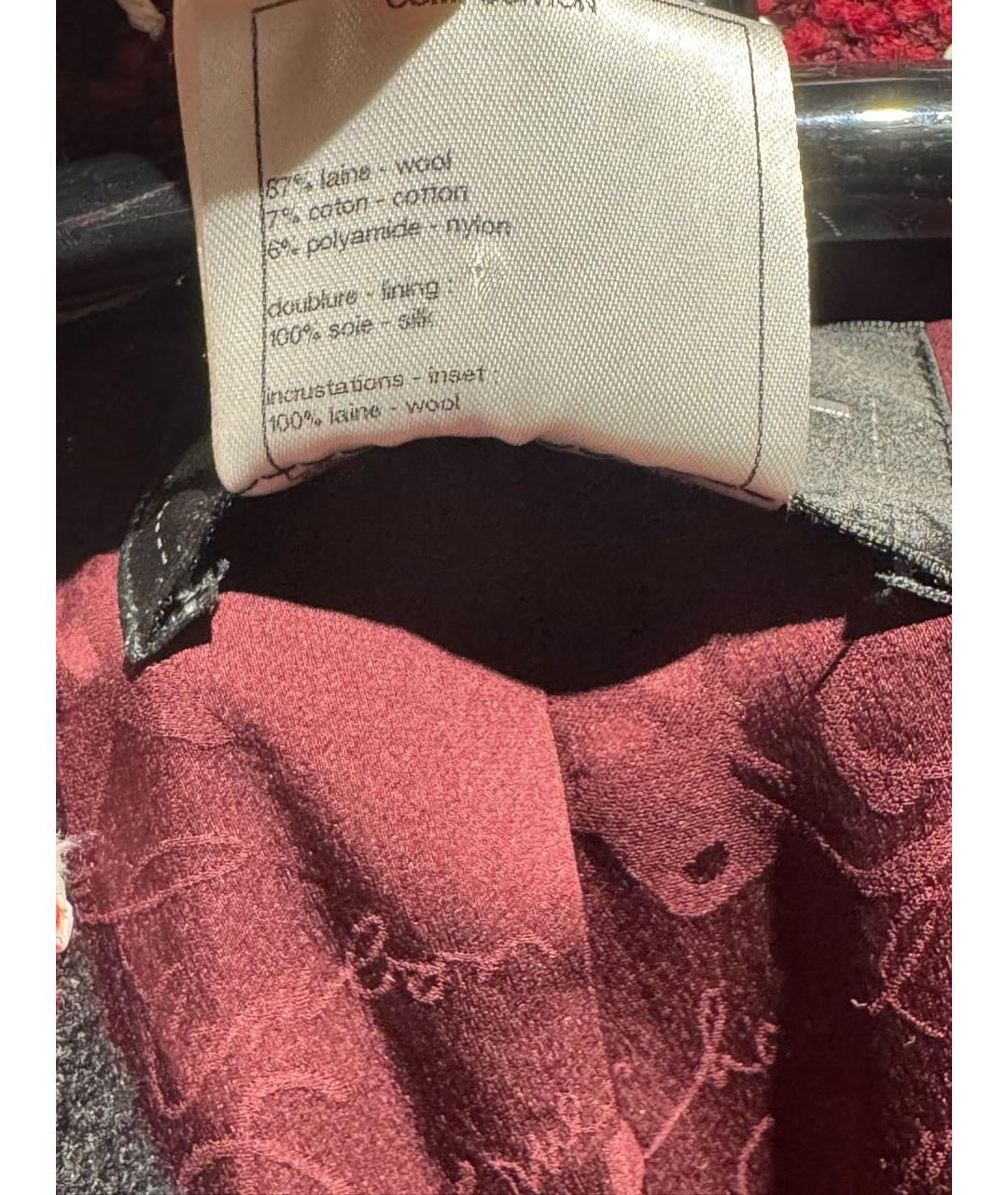 CHANEL Бордовый шерстяной костюм с юбками, фото 7