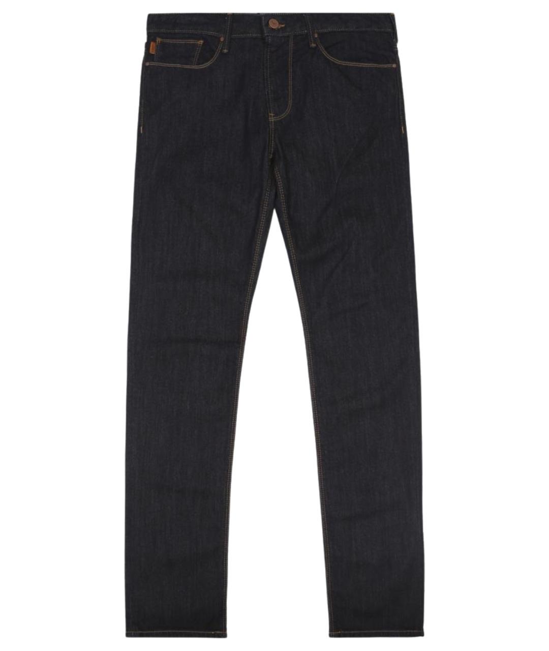 EMPORIO ARMANI Темно-синие хлопко-эластановые джинсы скинни, фото 1