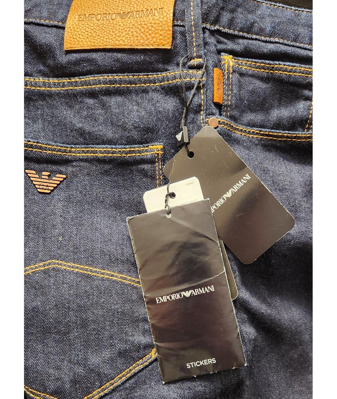 EMPORIO ARMANI Темно-синие хлопко-эластановые джинсы скинни, фото 7